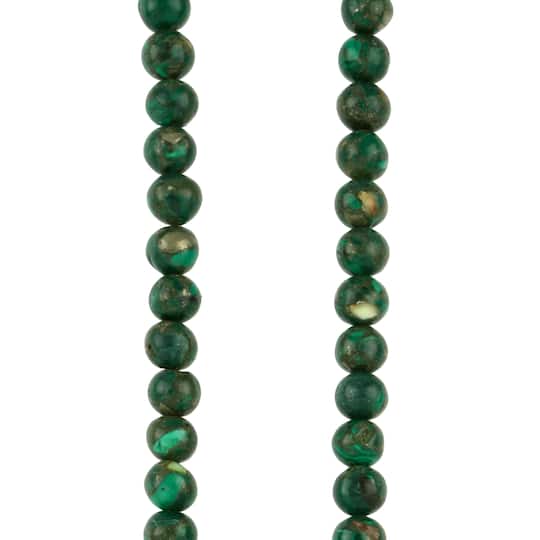 6 Pack: Green Reconstituted Dyed Malachite Round Beads, 5.5mm by Bead Landing™